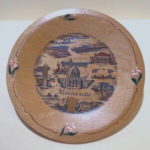 Minnesota State Wooden Decorative Collectible Souvenir Plate 9 inches